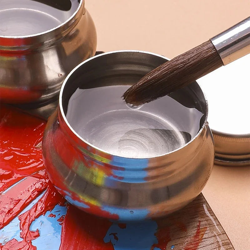 Premium Oil Painting Brush Stainless Steel Washing Bucket – Sealed Portable Pen-Washing & Drying Holder for Artists, Leak-Proof Art Supplies Cleaner