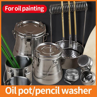 Premium Oil Painting Brush Stainless Steel Washing Bucket – Sealed Portable Pen-Washing & Drying Holder for Artists, Leak-Proof Art Supplies Cleaner
