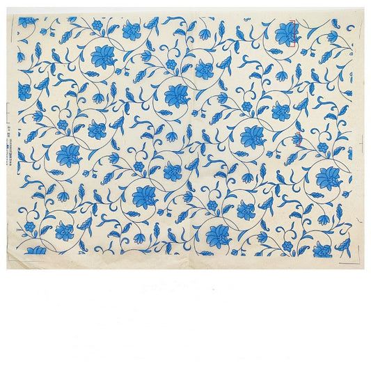 Pottery Underglaze Transfer Paper – Blue and White Floral Decal Sheets for Ceramic and Porcelain Decoration