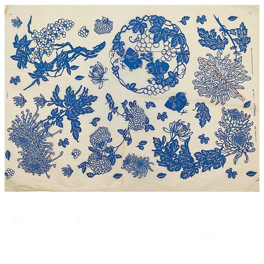 Pottery Underglaze Transfer Paper – Blue and White Floral Decal Sheets for Ceramic and Porcelain Decoration