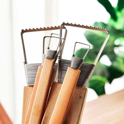 5-Piece Pottery Texture Trimming Tool Set – Versatile Clay Detailing in 5 Sizes