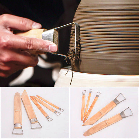 5-Piece Pottery Texture Trimming Tool Set – Versatile Clay Detailing in 5 Sizes