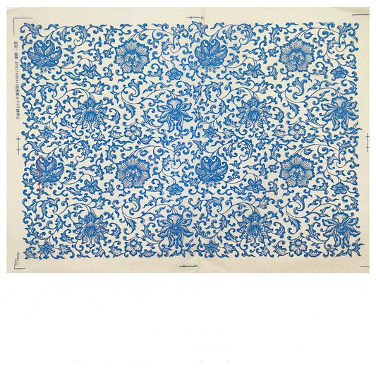 Pottery Underglaze Transfer Paper – Blue and White Floral Decal Sheets for Ceramic and Porcelain Decoration