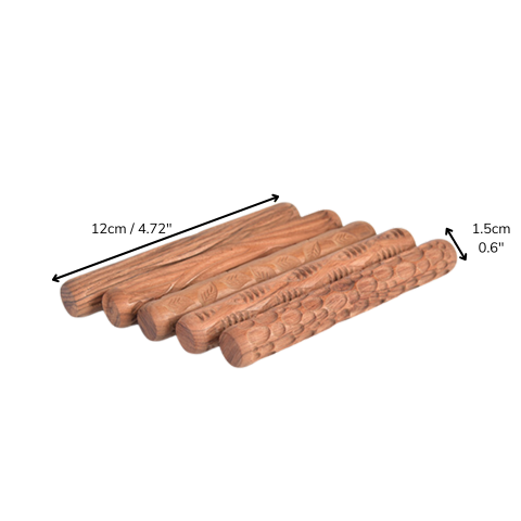 High Quality Wooden Texture Roller for Clay – Hardwood Engraved Rolling Pin Set