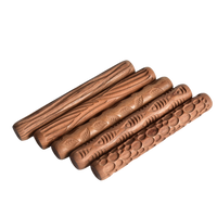 High Quality Wooden Texture Roller for Clay – Hardwood Engraved Rolling Pin Set