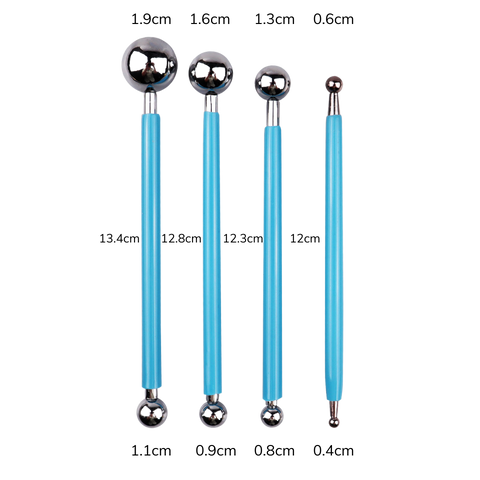 Set of 4 Metal Ball Stylus for Clay – High-Quality Dotting & Sculpting Tool Set