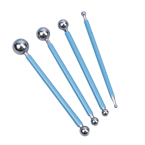 Set of 4 Metal Ball Stylus for Clay – High-Quality Dotting & Sculpting Tool Set