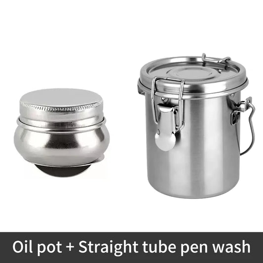 Premium Oil Painting Brush Stainless Steel Washing Bucket – Sealed Portable Pen-Washing & Drying Holder for Artists, Leak-Proof Art Supplies Cleaner